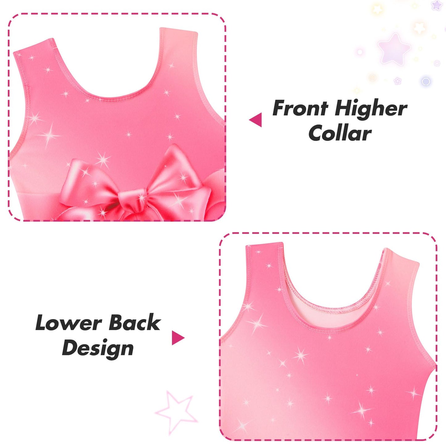 Taubow 2 Packs Girls Gymnastics Leotards Size 6 7 Gymnastics Outfit Pink Bow Tumbling Outfit Biketard with Shorts