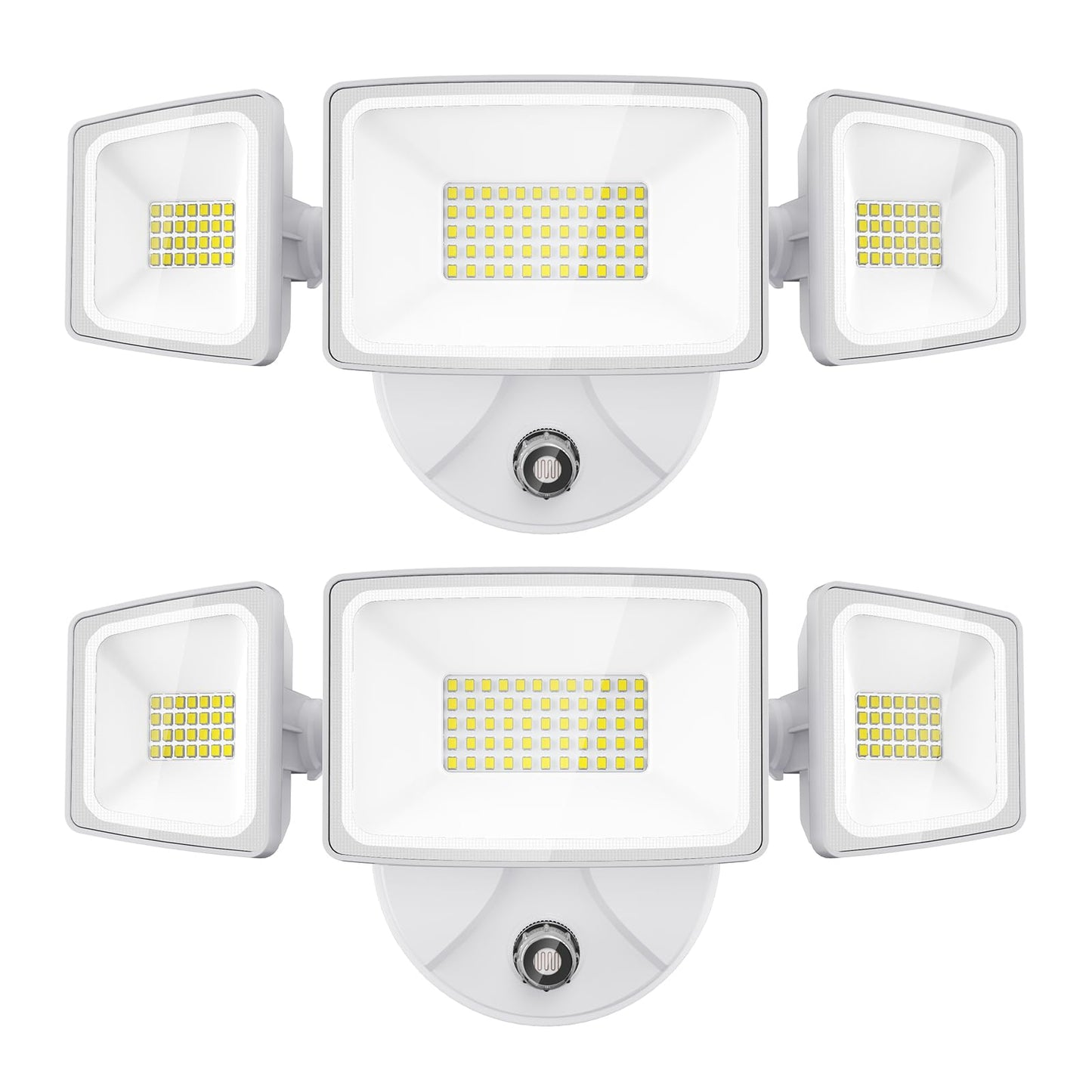 Onforu 55W LED Dusk to Dawn Outdoor Lighting, 2 Packs 6000LM Exterior Flood Lights, IP65 Waterproof Outdoor 3 Adjustable Heads Photocell White Lights Fixture, 6500K Daylight White Floodlights
