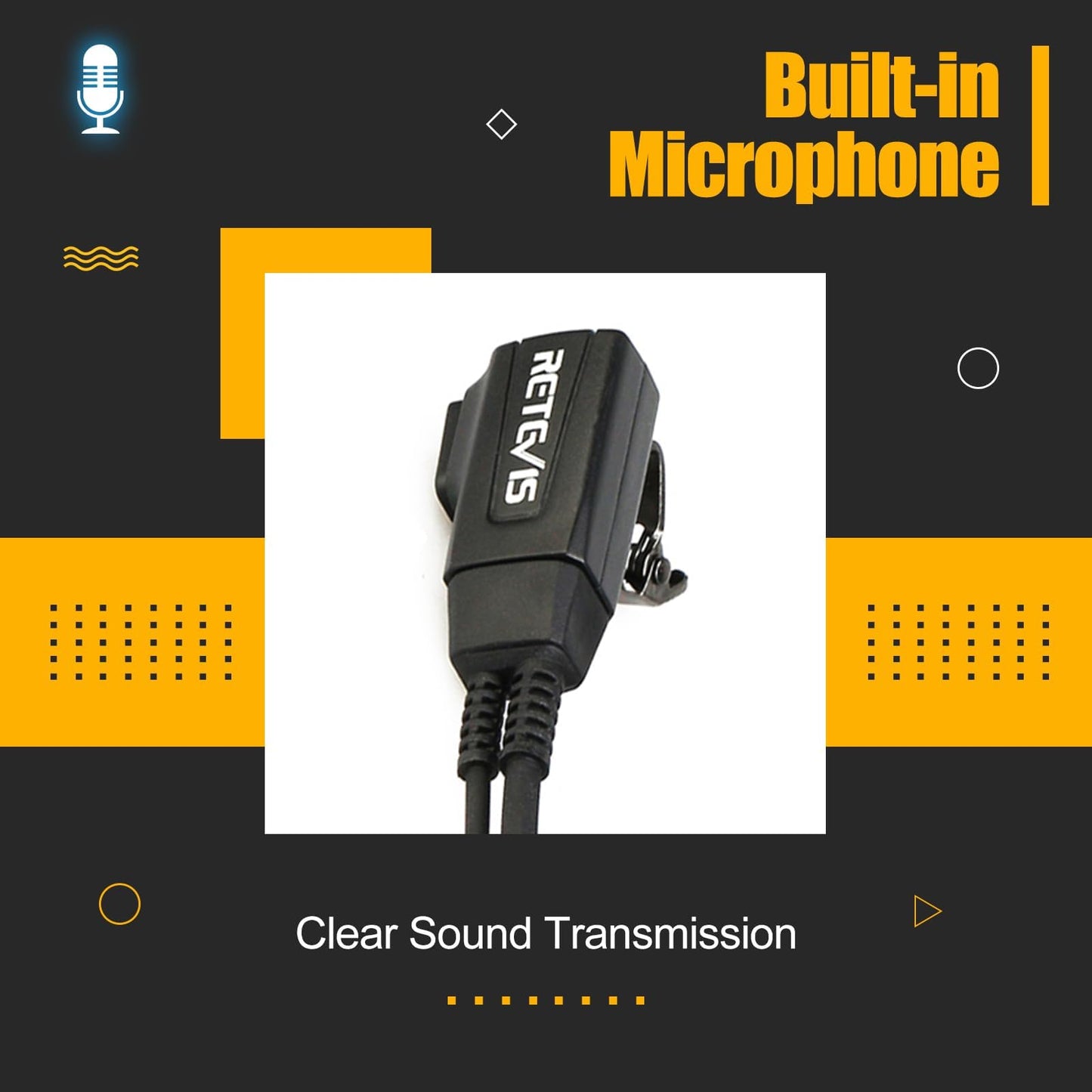 Retevis RB48 Walkie Talkies Headset with Mic 1 Pin 2.5mm, Compatible RB48 RB48 Plus RB48A RB48 Pro RT49 RT49B RT49P Two Way Radio, Acoustic Tube Two Way Radio Headset(4 Pack)