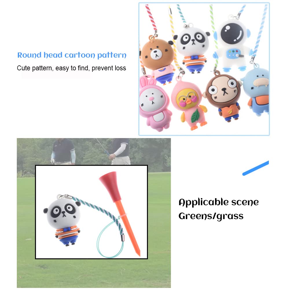 RiToEasysports Golf Tee Holder, Anti Lost Easy Carry Strap Golf Tee Ring 6Pcs Plastic Rubber Cartoon for Golfers on Course Practice Travel