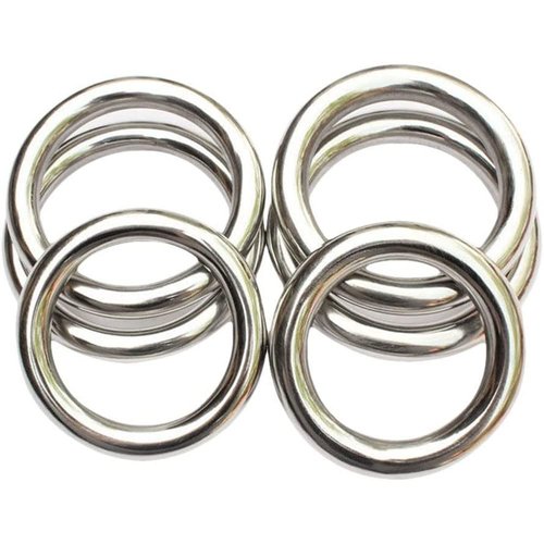 A Pair 2 Pcs Wing Chun Stainless Ring YeWen Sau Sticky Hand Strength Training Stainless Steel Ring Wing Tsun Siu Lum Ring Kung Fu (Silver White, 2.95'')