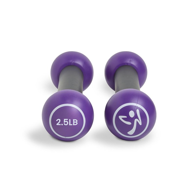 Zumba 2.5 lb Dumbbells Set of 2 - Hand Weights for Women, For Home Fitness Workout Excercise Weights Dumbbells Set, Purple