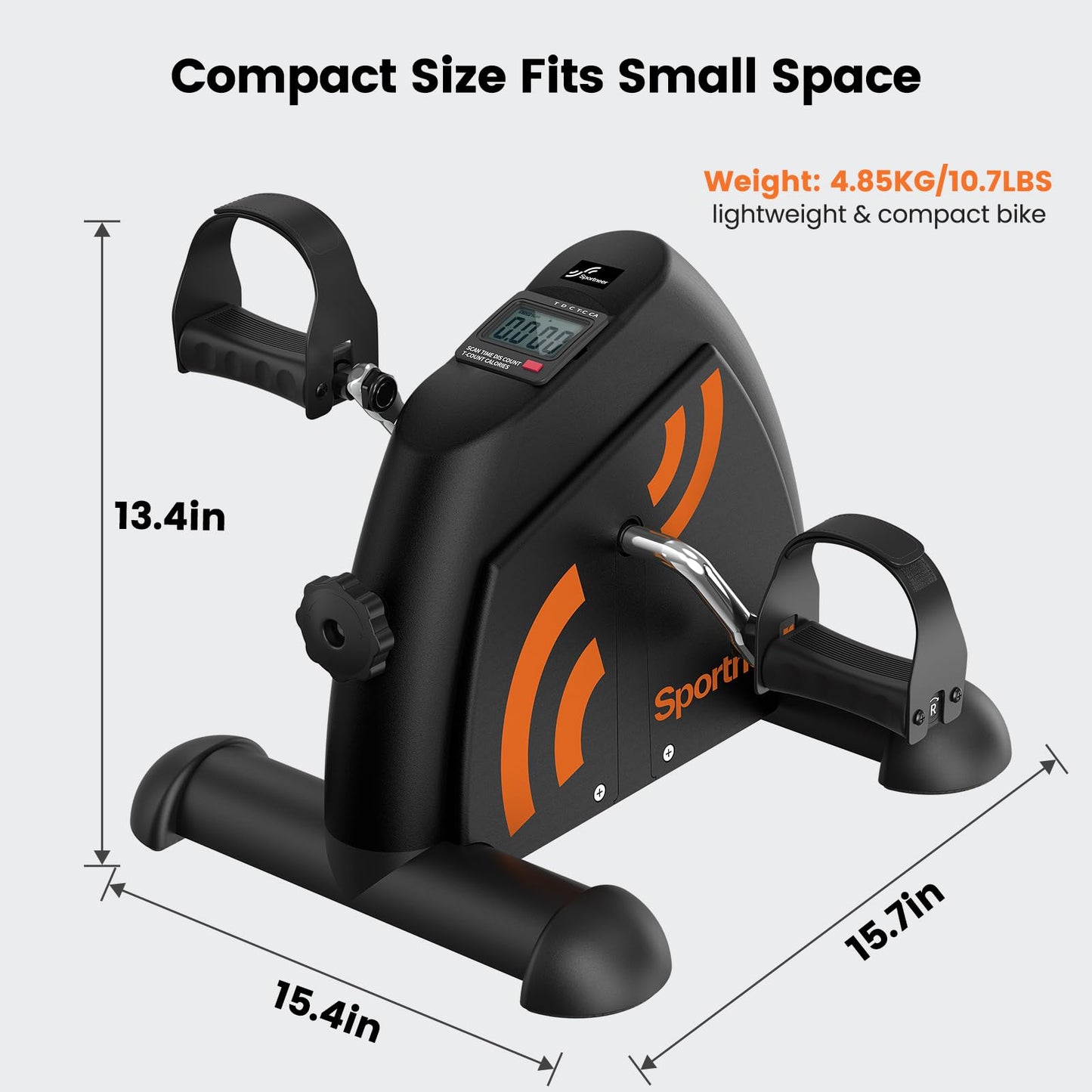 Sportneer Under Desk Bike Pedal Exerciser: Mini Exercise Bike Portable Peddler Sitting for Seniors with LCD Display Arm & Leg Bike Pedals Exerciser with Anti-Skid Mat for Home Office Black Orange
