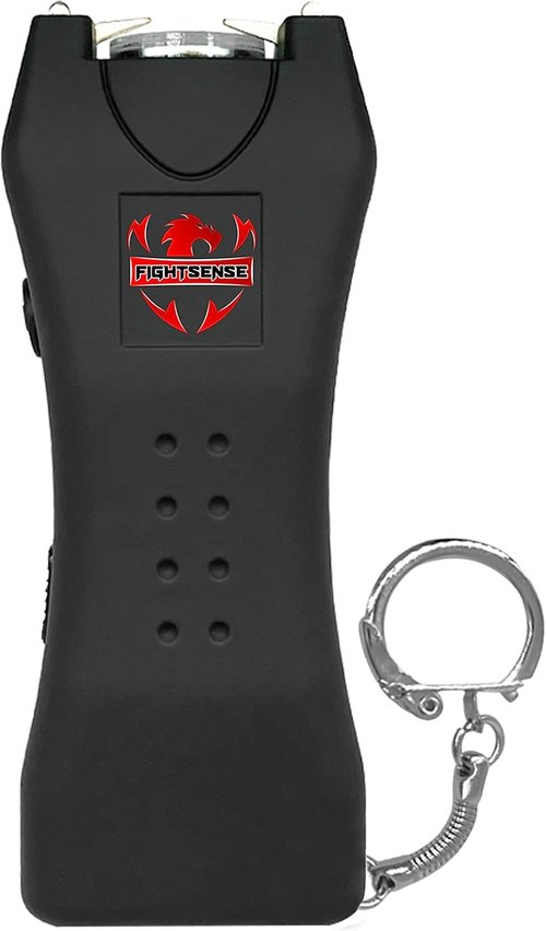 FIGHTSENSE Super Heavy Duty Keychain Stun Gun - Rechargeable Self-Defense Device with Flashlight & Nylon Holster