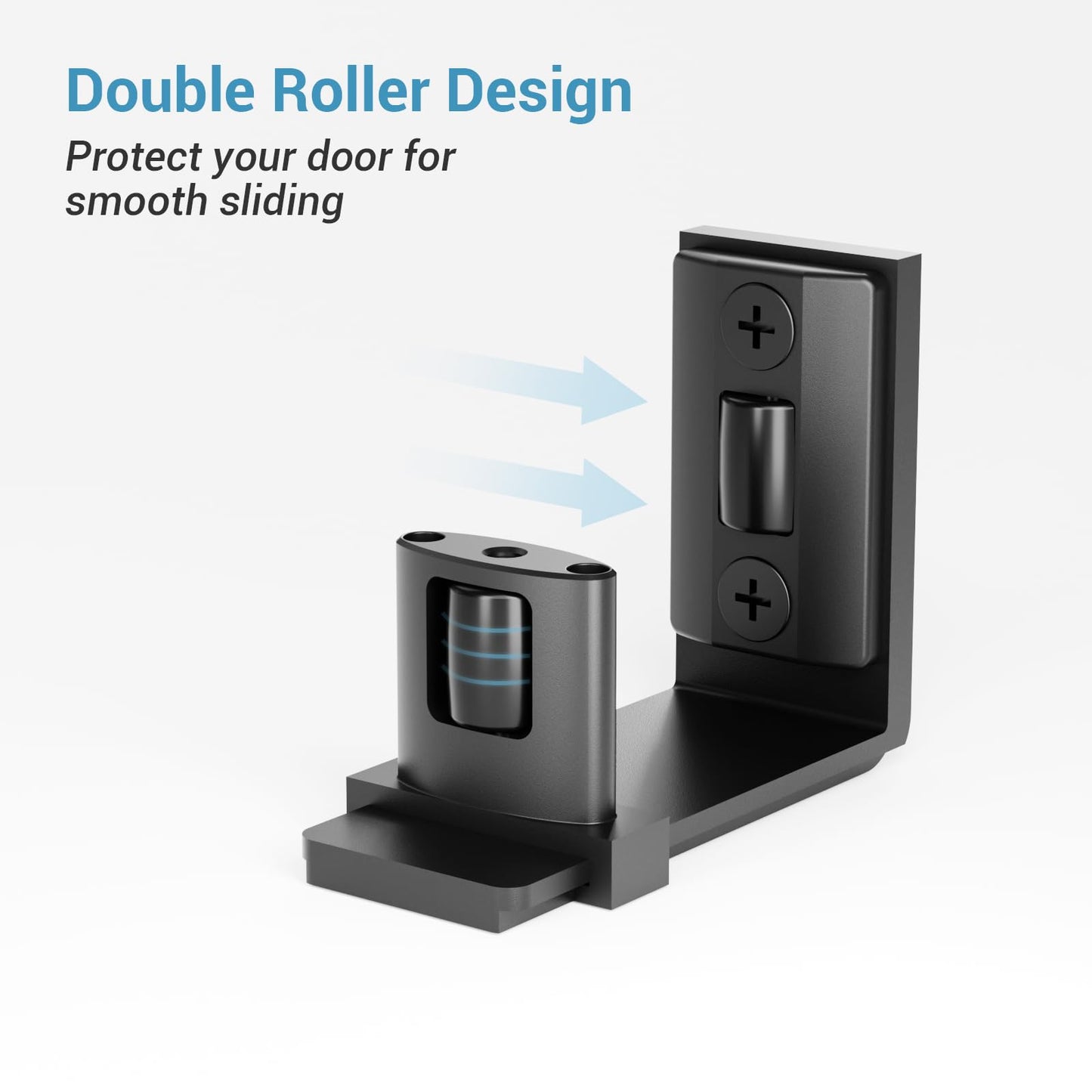 CCJH Sliding Barn Door Bottom Floor Guide, Adjustable Roller U Shape Flexible Flush Design, Wall Mounted, Black (Wall Mount Shape -A)