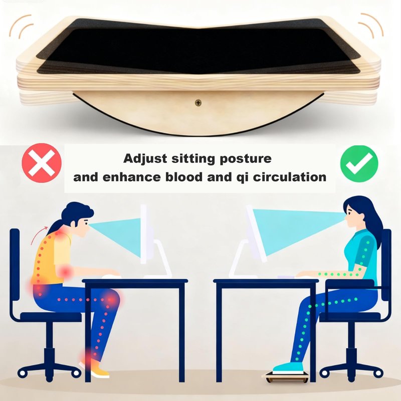 QONESSMAO Rocker Board for Physical Therapy | Professional Adult Balance Board | Anti-Slip Wood Standing Desk Balance Board for Core Strength, BAPS & Slack Board Alternative (Suitable for Men & Women)