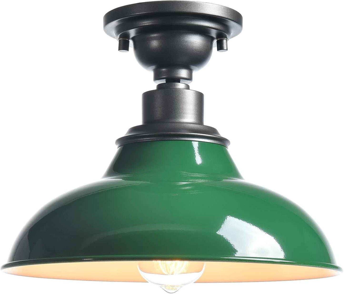 12-Inch Farmhouse Semi Flush Mount Ceiling Light - Black Industrial Barn Fixture for Bedroom, Kitchen, Foyer