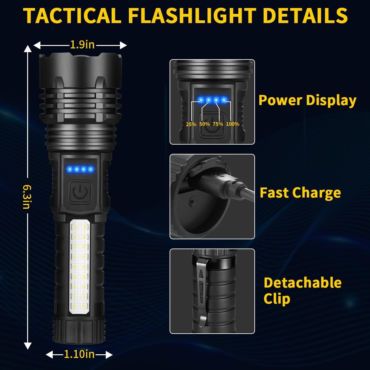 ZioeYiue Rechargeable Flashlights - Super Bright 7-Mode Tactical LED Flashlight | 4-Pack for Camping & Emergencies