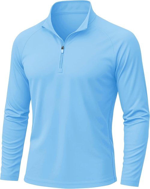 KEFITEVD Men's Long Sleeve UPF 50+ Sun Protection Shirt - Quick Dry 1/4 Zip Fishing & Running Rash Guard