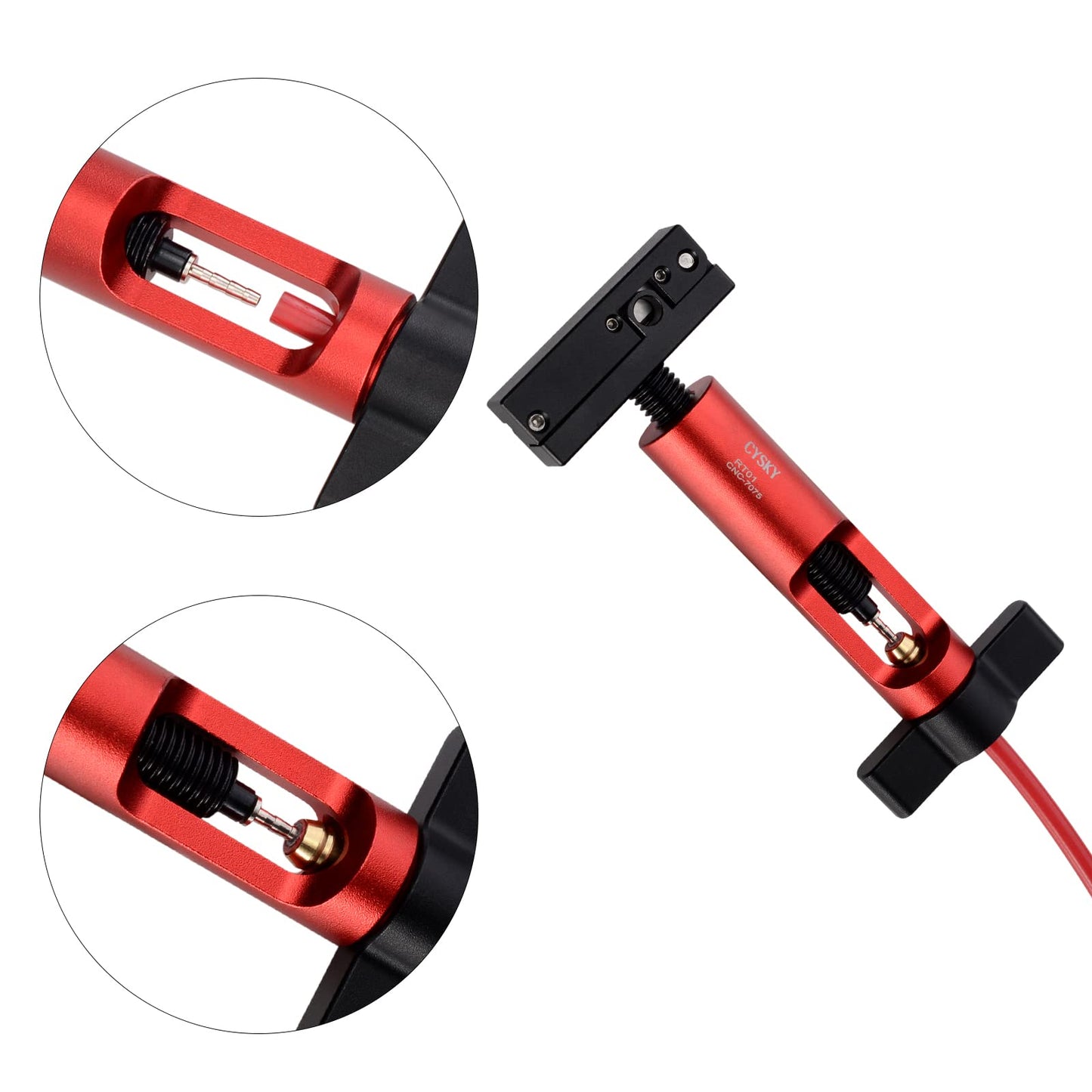 CYSKY 2 in 1 Upgraded Needle Driver Insertion Tool with Hydraulic Hose Cutter for MTB Road Bike, Olive Banjo Fitting Insert Install Tool (Red)