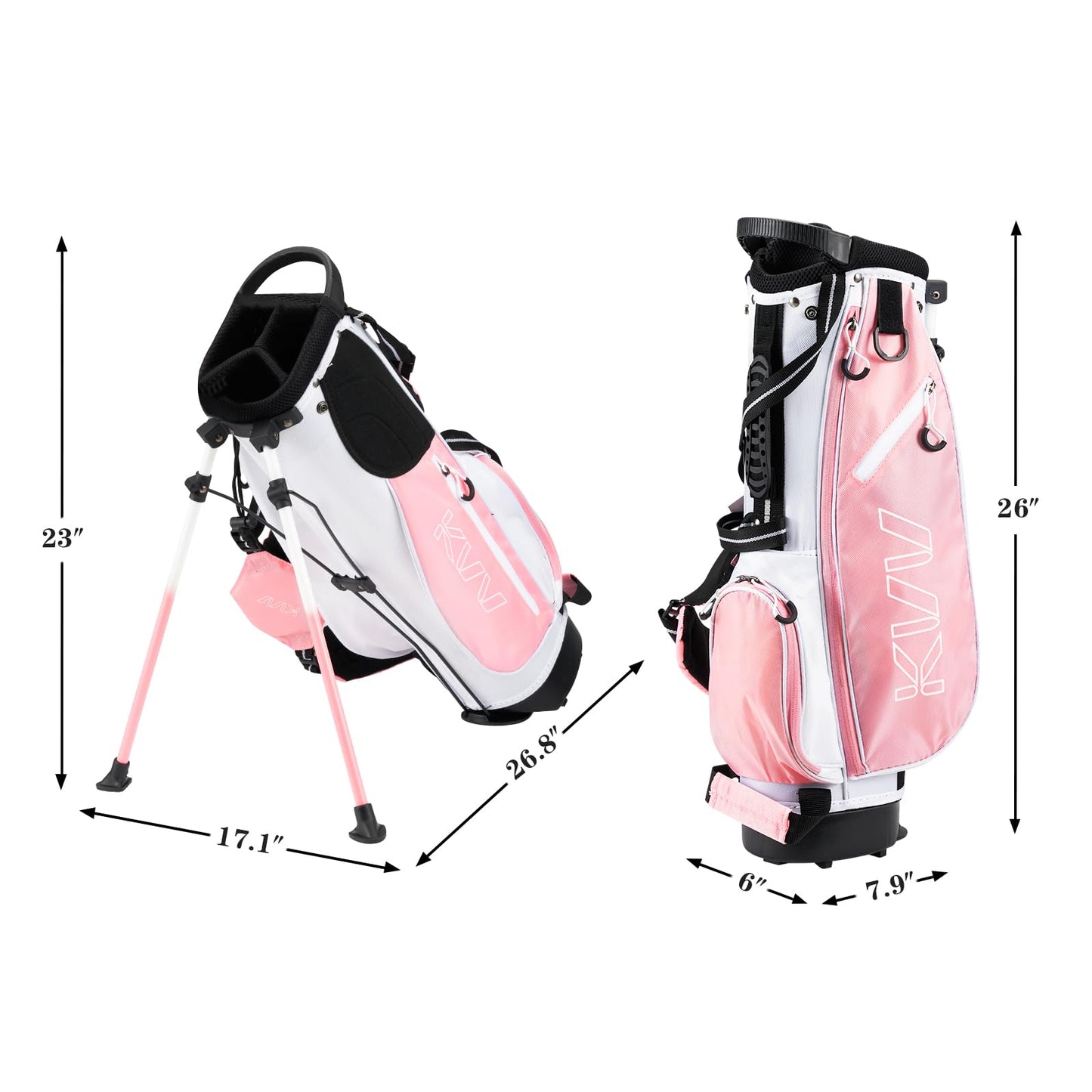 KVV Junior Golf Stand Bag, Lightweight Golf Stand Bag for Children Kids Ages 4-6(Pink)
