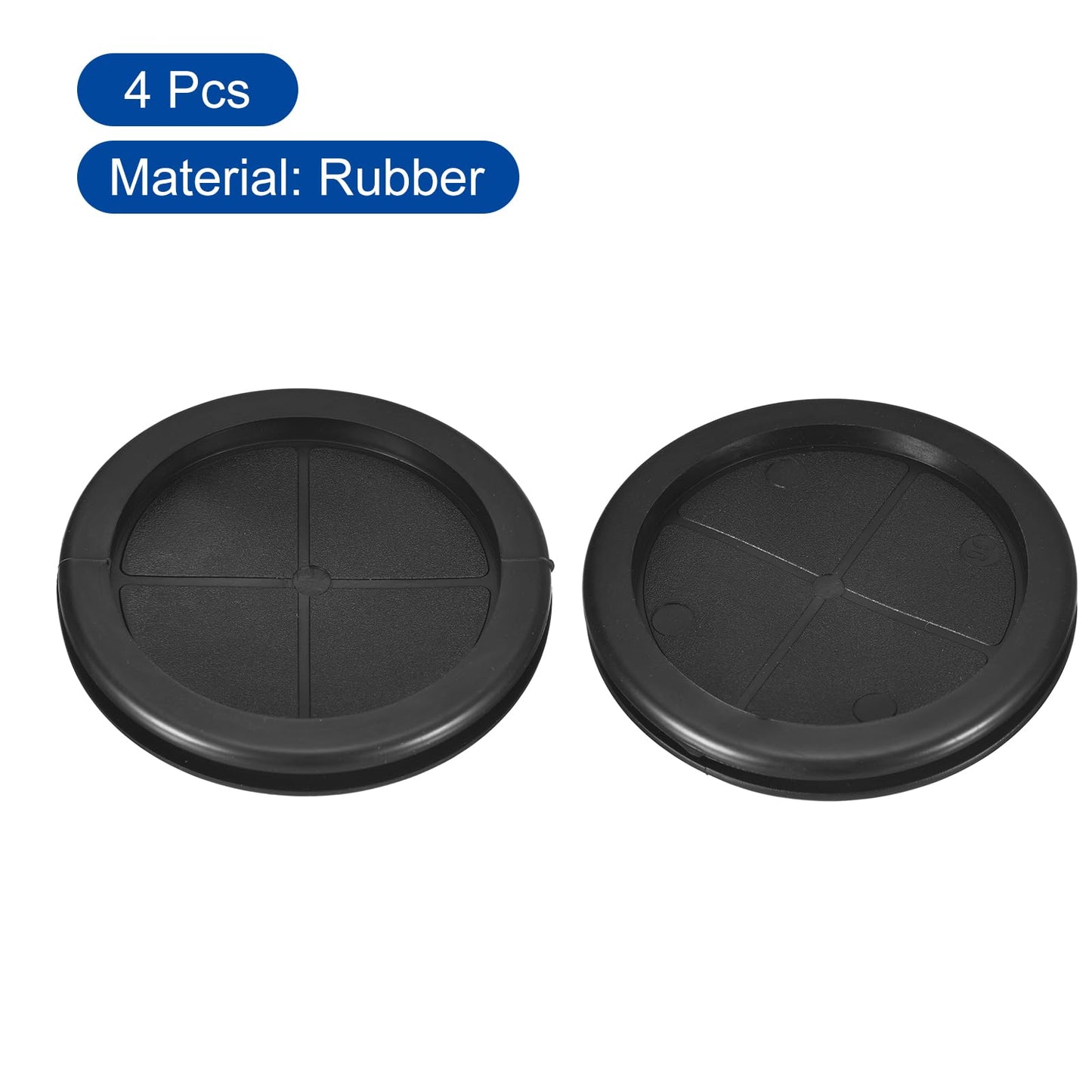 uxcell 4Pcs Rubber Grommets 3-4/8" (90mm) Drill Hole, 3-1/4" (80mm) ID Double Sided Hole Plugs Ring Gasket for Firewall Cable Wire Protecting, Black
