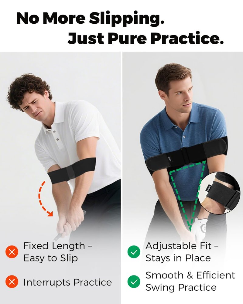 FODESAN Adjustable Golf Swing Trainer Arm Band – 2026 Essential Golf Accessories for Golfers – Innovative Arm Connection Aid with Strong Restraining Power to Fix Chicken Wing & Improve Swing Stability