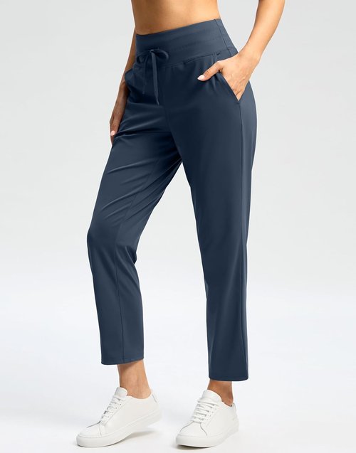 G Gradual Women's High Waisted Ankle Pants - 7/8 Athletic Style with 2 Pockets & Drawstring for Golf & Travel