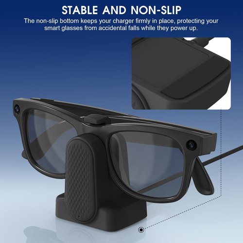 Cisian Charging Dock Compatible with Ray-Ban Meta Smart Glasses Wayfarer/Skyler/Headliner/Oakley | Meta HSTN,Potable Travel USB-C Cable Charger Meta Smart Glasses with Adapter