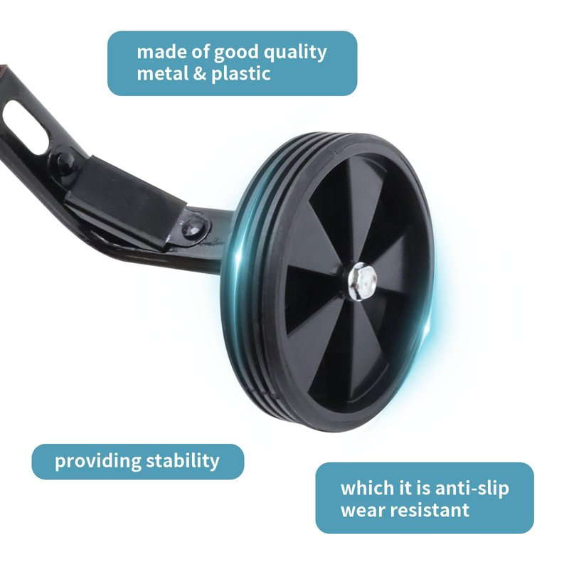 Tsnamay Pair of Black Bicycle Auxiliary Wheel Children's Bicycle Accessories For 14 Inch,Training Wheels