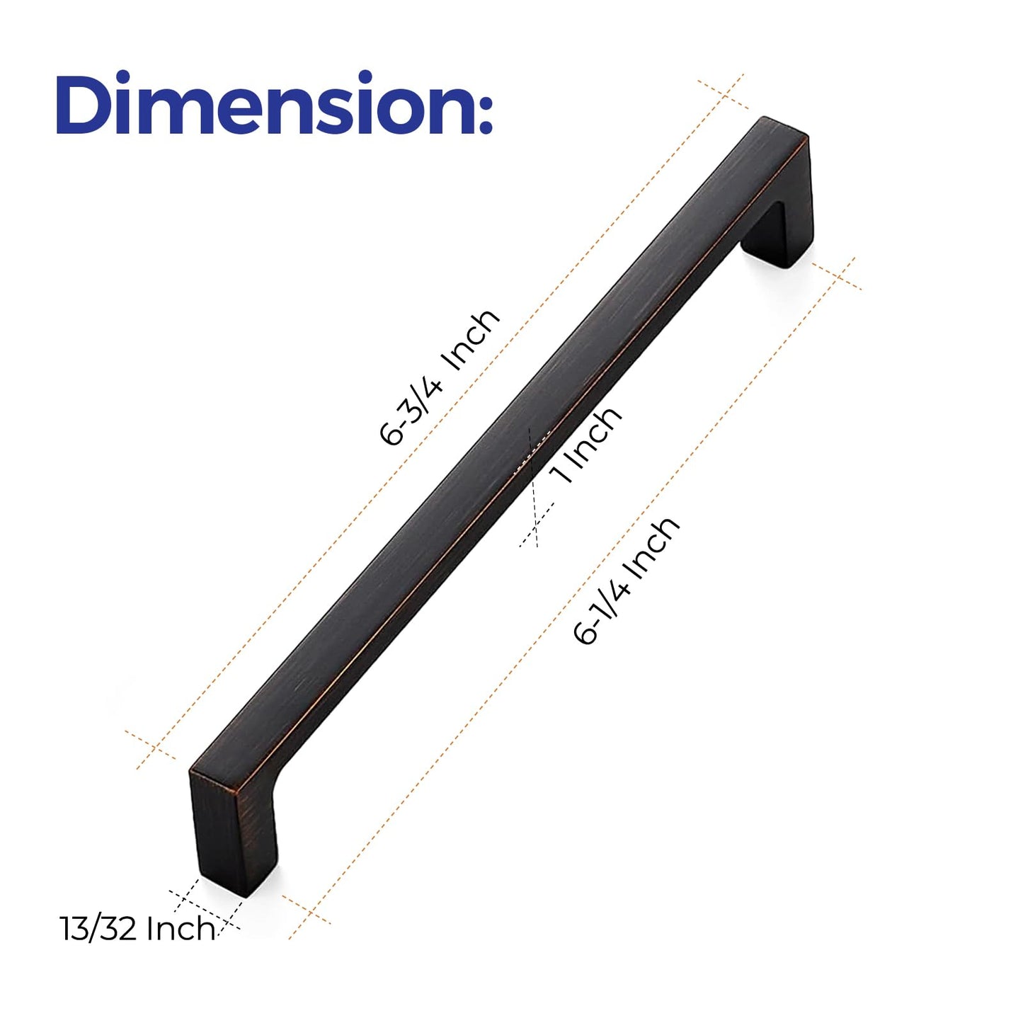 Ravinte 30 Pack Solid 6-1/4 Inch Square Cabinet Handles - Oil-Rubbed Bronze Pulls for Drawers and Kitchen Cabinets - Hardware Handles