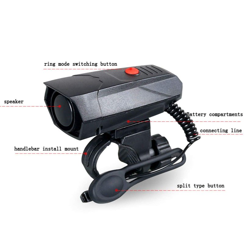 120dB Bike Horn Alarm - 5 Sound Modes, Loud Electric Bicycle Bell for Kids/Adults, Universal Handlebar Mount