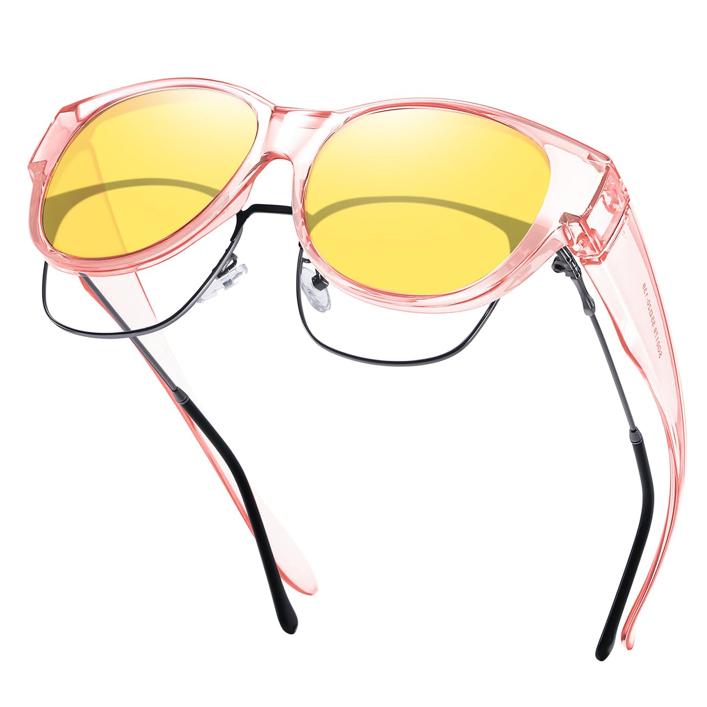 GEGURI Night Vision Driving Glasses Fit Over Glasses Women's Nighttime Eyewear Anti Glare Polarized with Yellow Lens
