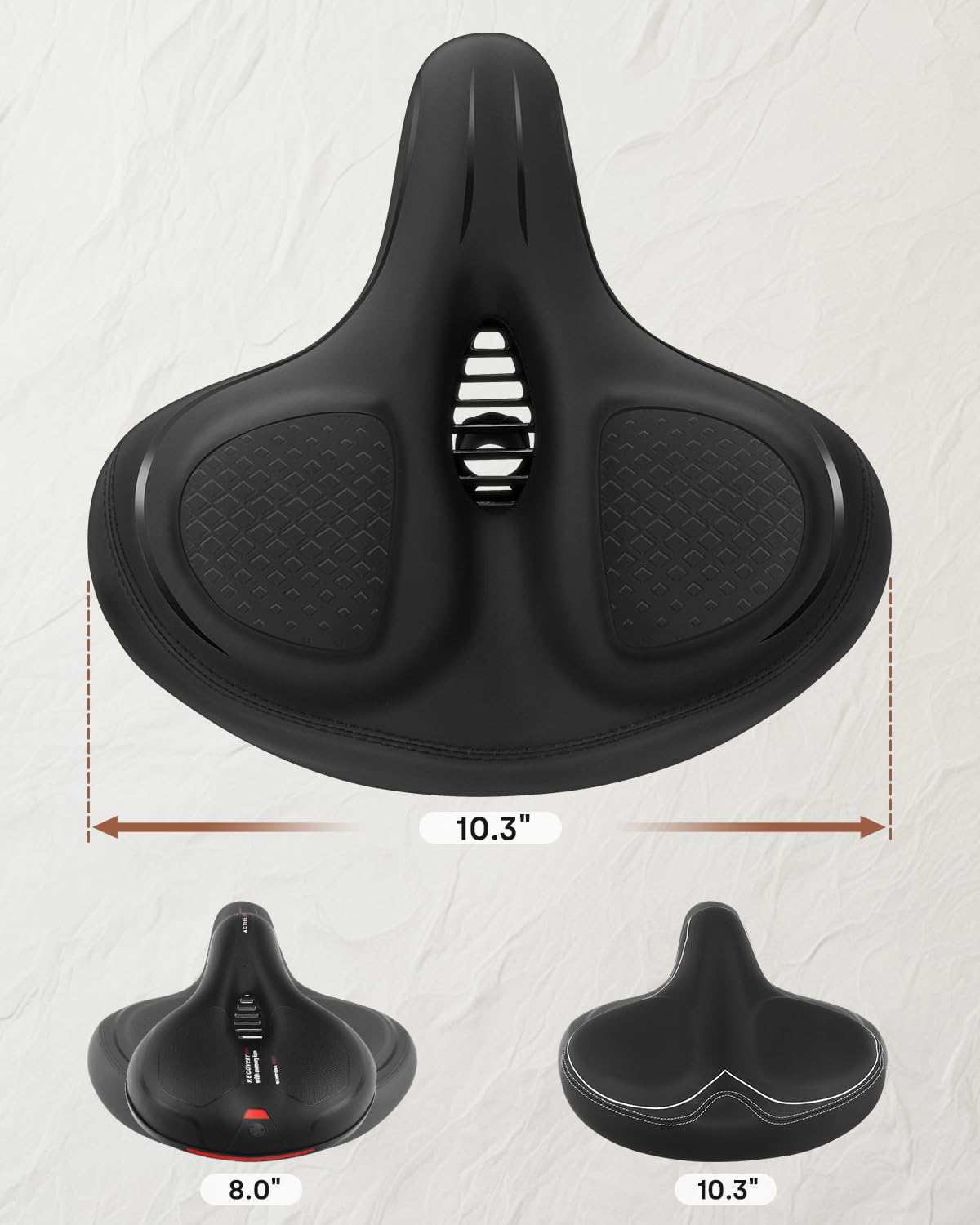 Oversized Bike Seat, Wide Bicycle Seat for Women Men Comfort, Universal Waterproof Bike Saddle Replacement with Safety Reflective Strip for Peloton, Exercise Bikes, Cruiser, City Bikes