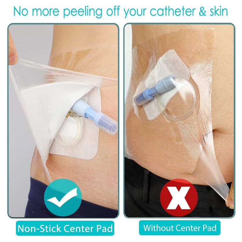 Waterproof Shower Protector | 10x12 Inch Dialysis Catheter Shower Cover Large | Without Glue in The Center for Chest Chemo Port Picc Line PD Peritoneal Dialysis Accessories Bandage (Pack of 7)