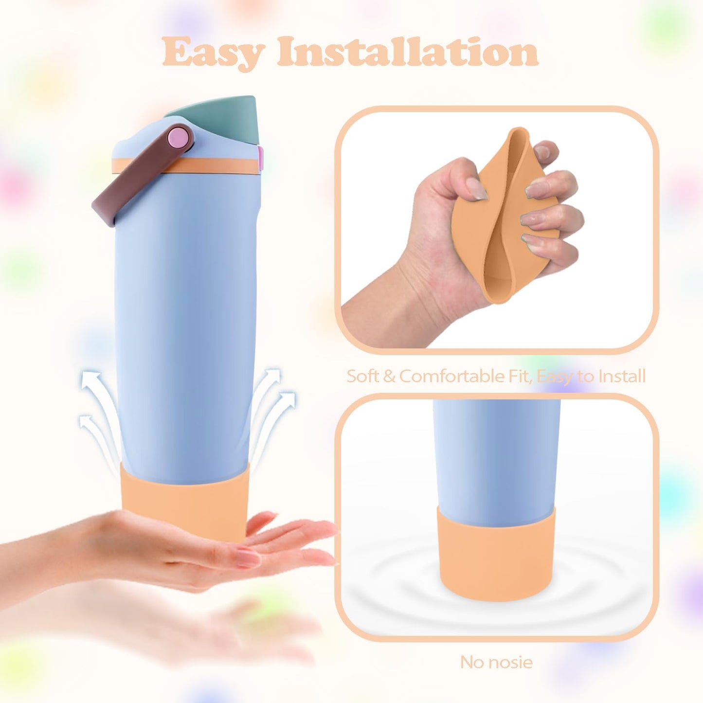 Kaitiaki Silicone Boot for Owala 30oz & 40oz FreeSip Sway Bottles & Tumblers - Non-Slip, Scratch-Resistant, Stability Enhancer, Available in 12 Colors (Opal Dream Peach)