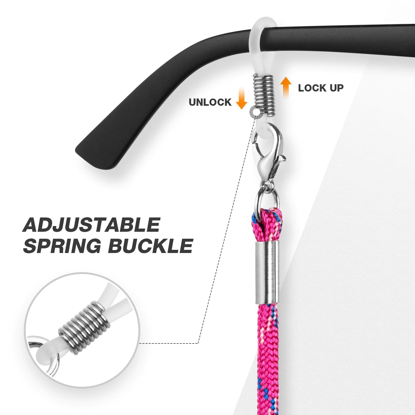 DUGRAFT Glasses Strap 6-Pack - Eye Glasses Holders Around Neck, Sunglasses Strap for Sports & Casual Wear - Adjustable, Secure & Comfortable