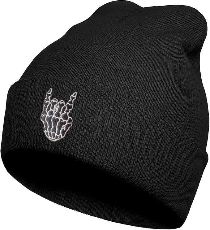 Funny Ghost Knit Beanie Hat - Unisex Winter Goth Skull Cap