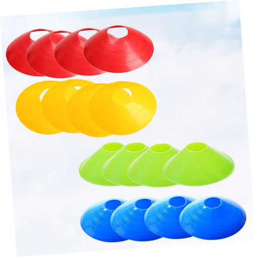 KESYOO Soccer Training Disc Cones - 16 Pcs Agility Markers in Red, Blue, Green, Yellow for Outdoor Sports Practice