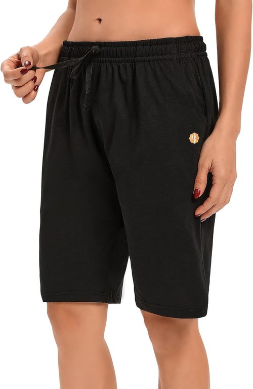 LUCKYCATCUS Women's Bermuda Shorts - Comfortable Jersey Athletic Shorts with Pockets | Knee-Length Design