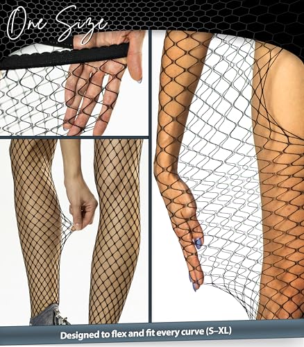 Black Fishnet Tights - High Waist Crotchless Pantyhose for Women
