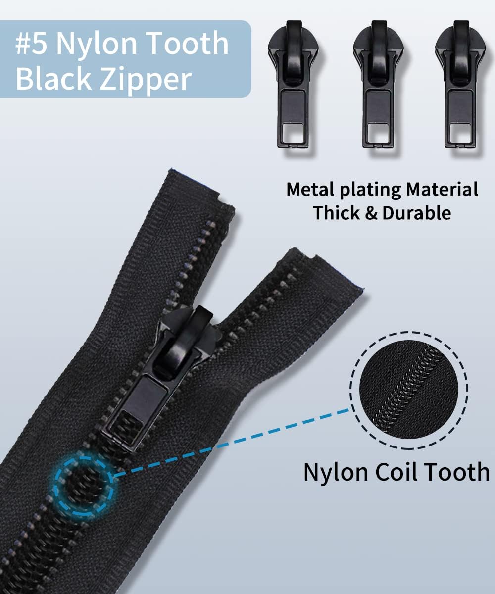 Zipper Repair Kit - 52 Pcs Universal #5 Replacement Slider & Pulls for Jackets, Coats, Backpacks