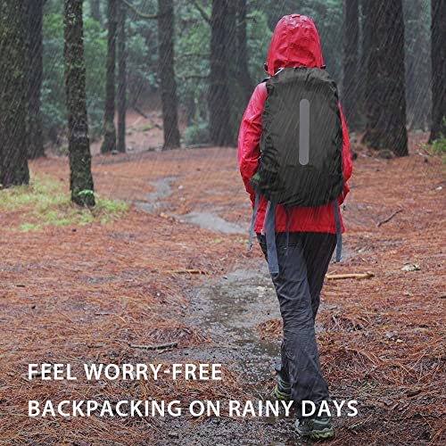 2 Pack Waterproof Backpack Rain Cover with Reflective Strips, L (40-55L) – Black & Army Green
