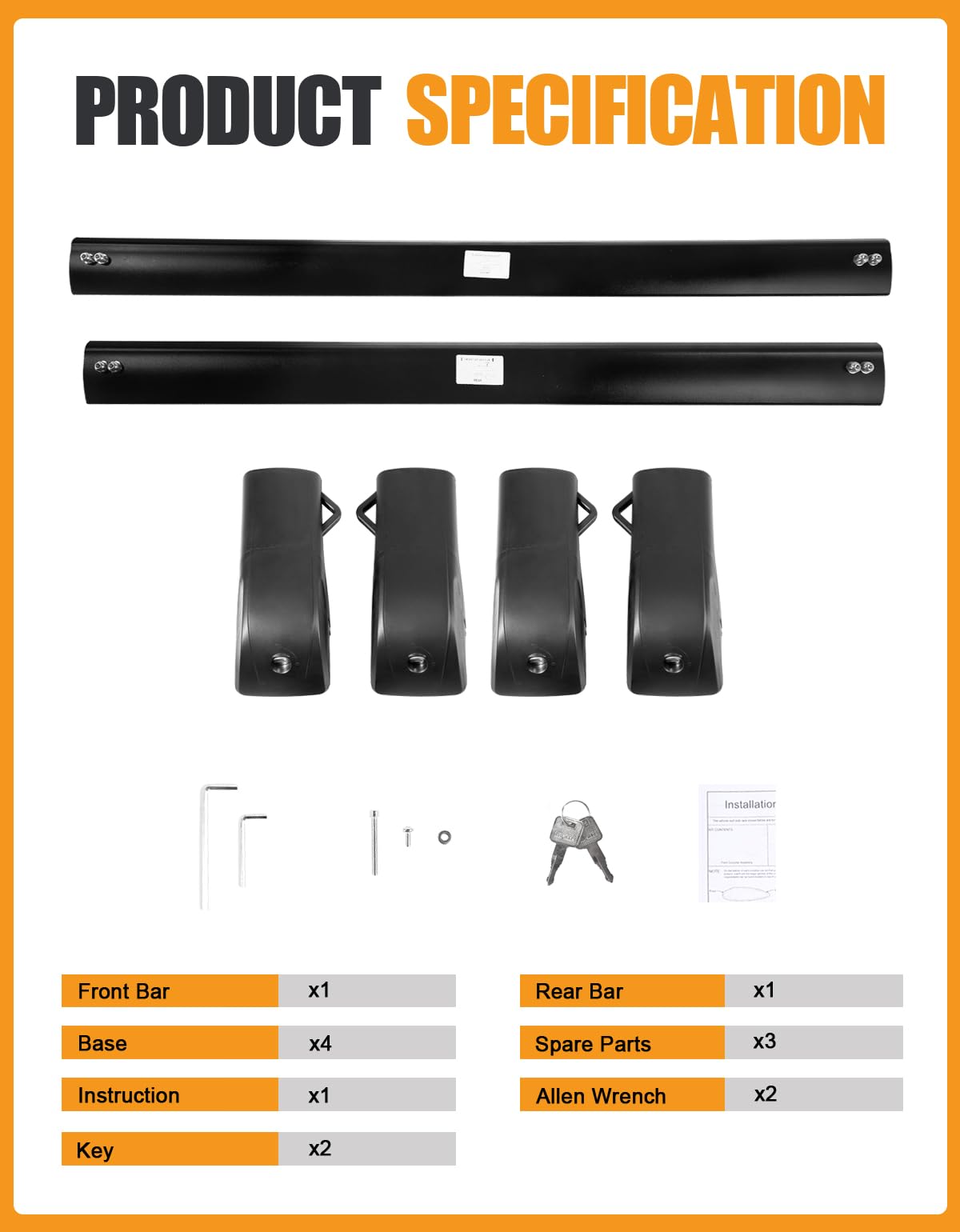 KINGGERI 300lbs Lockable Roof Rack Cross Bars Compatible with Kia Telluride X-PRO X-LINE 2023 2024 2025 with Raised Side Rails, Heavy Duty Aluminum Roof Rails Crossbars Luggage Accessories