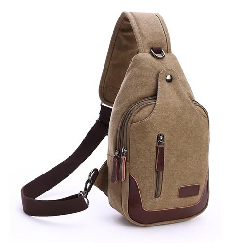 EDIWER Canvas Sling Bag for Men Crossbody Chest Bag Casual Daypack Rucksack Small Crossbody Backpack with Adjustable Strap