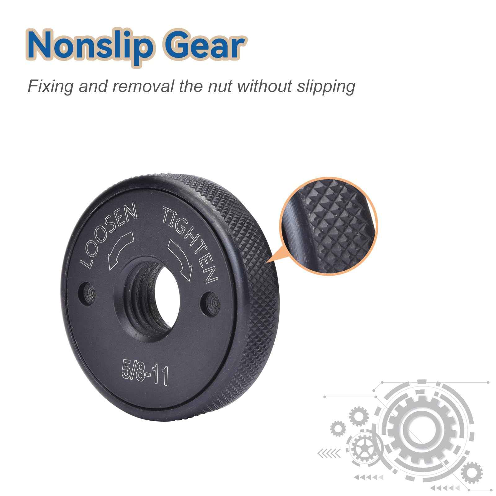 5/8-11 Thread Angle Grinder Flange Nut,2Pcs Grinder Nut for 4.5" and 5" Angle Grinder (No Wrench Required)