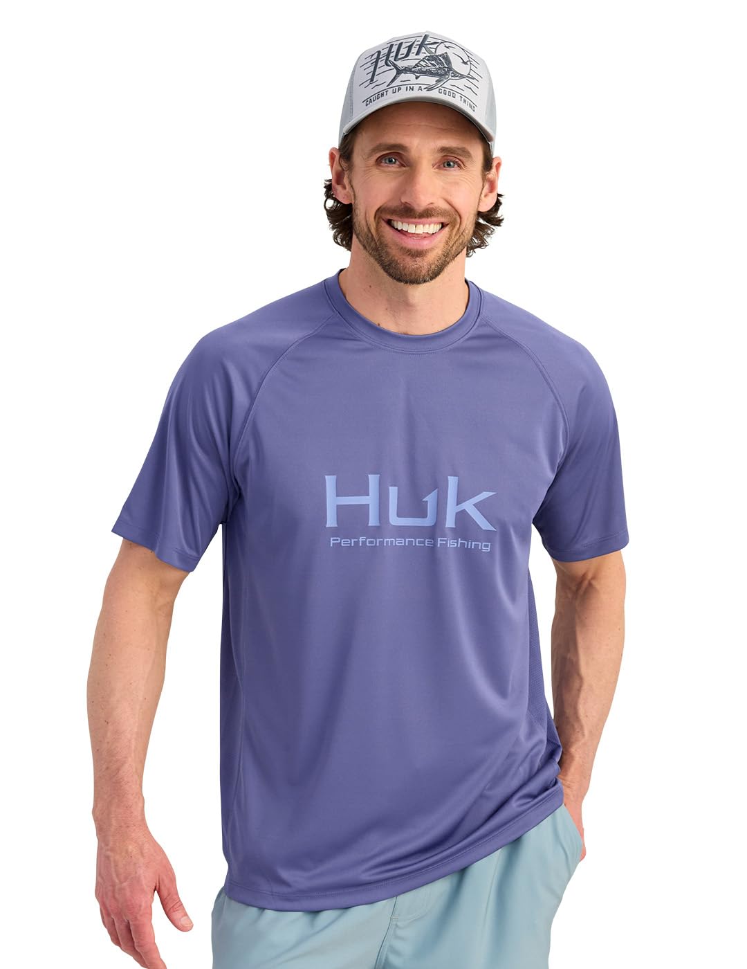 HUK Mens Pursuit Short Sleeve, Performance Shirt + Sun Protection, Skipper Blue, X-Large