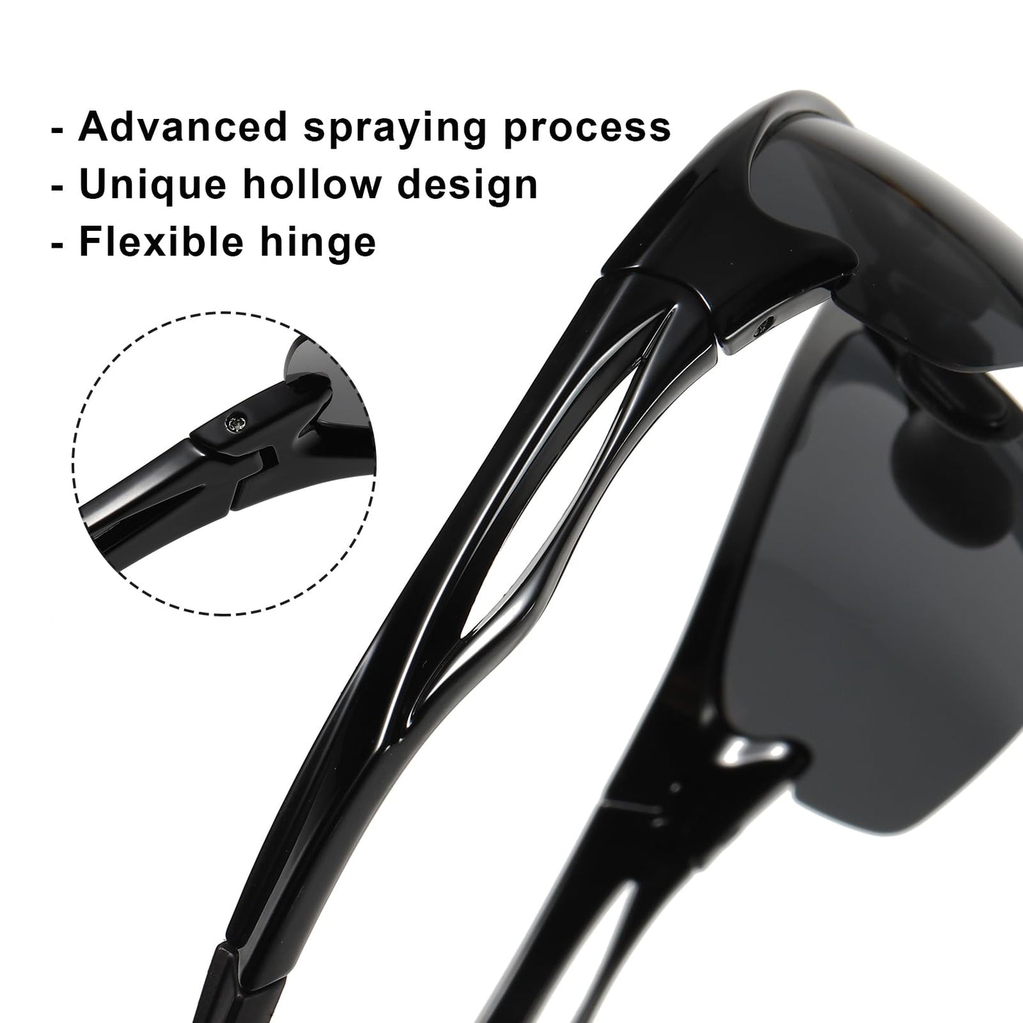 TICHSYGIA Cycling Sun Glasses Polarized Sports Black Sunglasses for Men,Wrap Around UV400 Protection for Fishing Driving