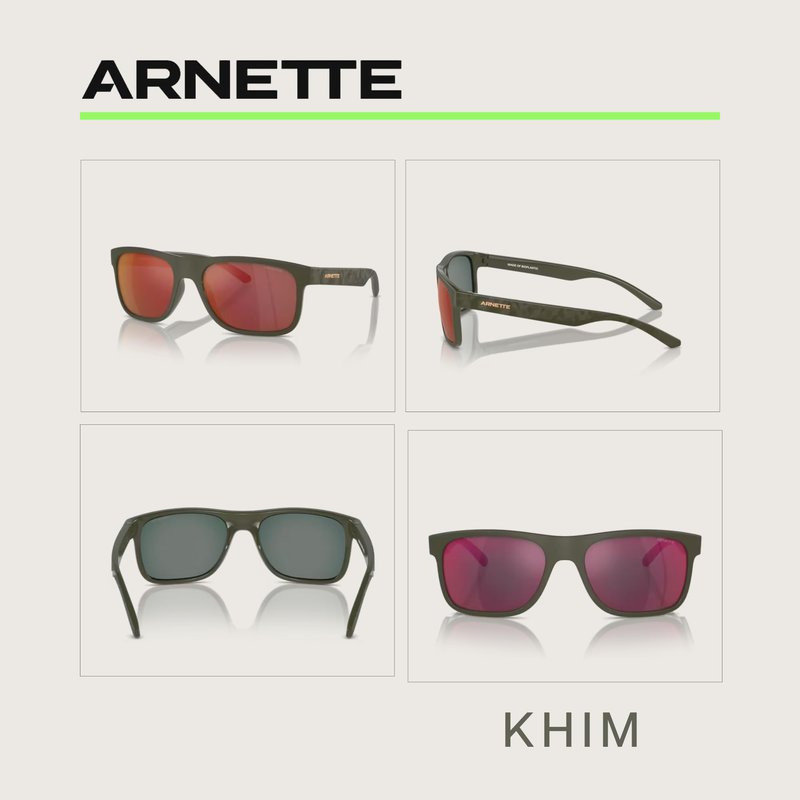 ARNETTE Khim AN4341 28546Q 56MM Military/Grey Mirror Orange/Yellow Square Sunglasses for Men +Bundle with Accessory Eyewear Kit