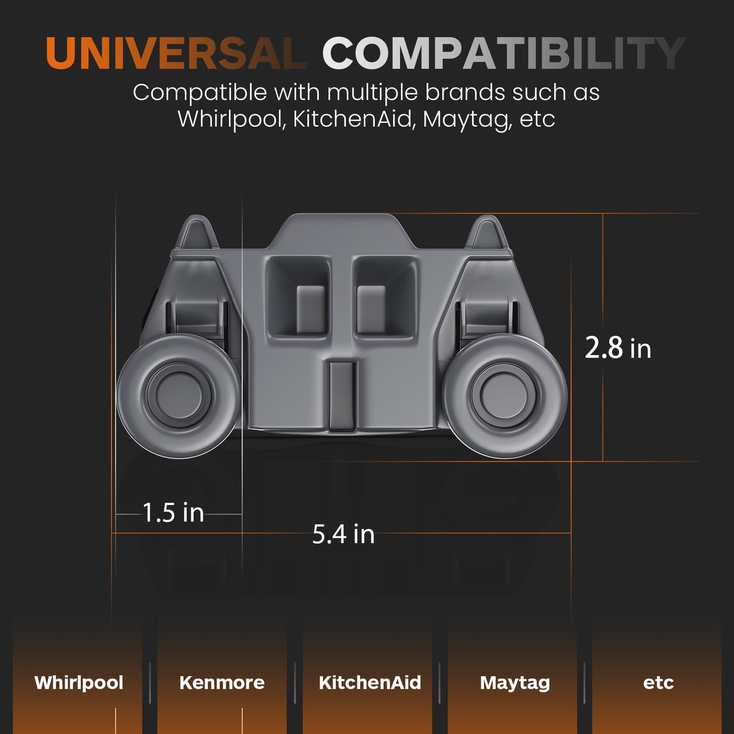4 Pack Dishwasher Rack Wheels W10195416, Updated Resistant to Rust Lower Rack Wheels Compatible with KitchenAid Whirlpool Kenmore Maytag Model W10195416v W10195417