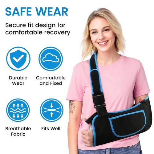 Arm Sling Shoulder Immobilizer for Men and Women, Adjustable Rotator Cuff Support Brace, Fit Left or Right, Comfortable Medical Slings for Elbow and Wrist Injury, Forearm Fracture, Surgery Recovery