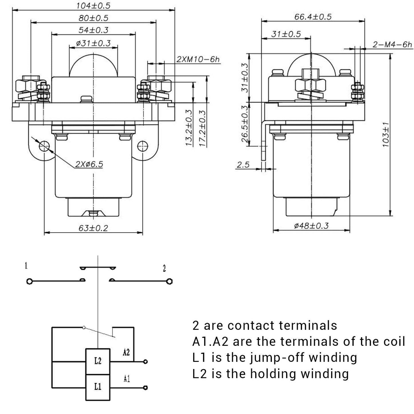 Meckparts MZJ-400A 48V 400A Solenoid Contactor Solenoid Compatible with Heavy Duty Golf Cart