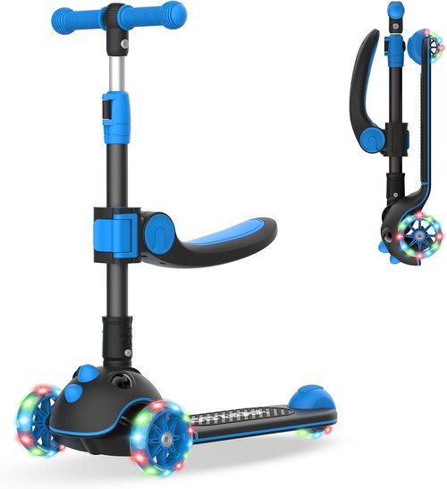 Gotrax KS3 Pro Folding Kick Scooter - Removable Seat, Light-Up Wheels & Adjustable Handlebar for Kids 2-8