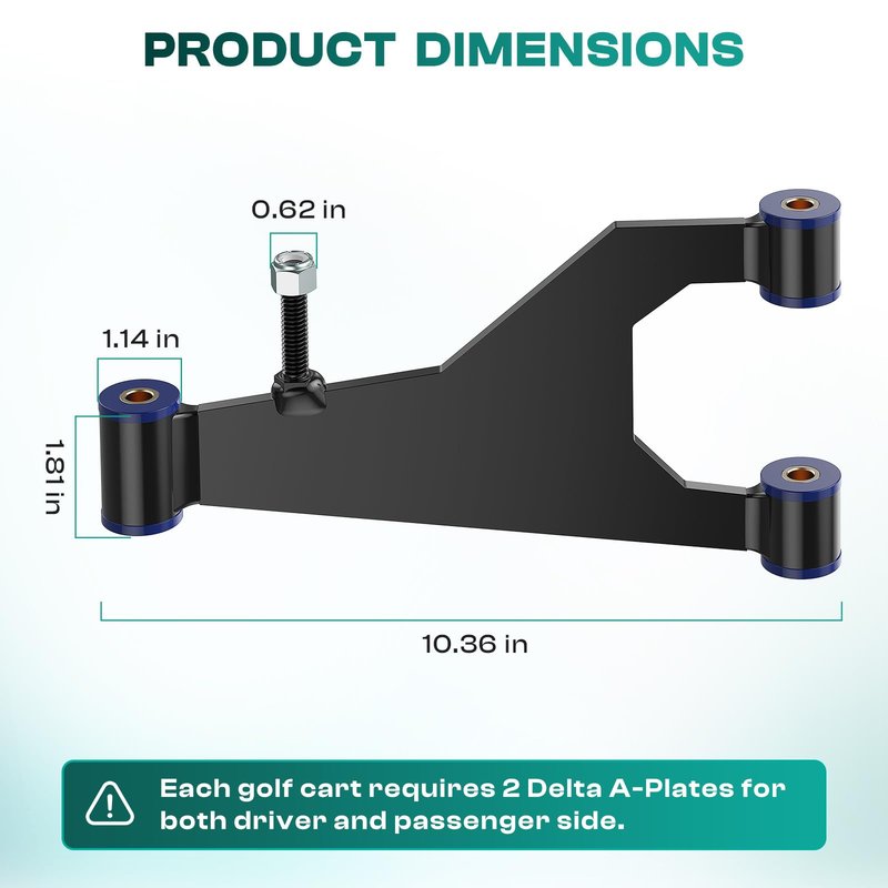 DRIVE UP Delta A-Plate Sub Assembly for Club Car DS 1993-Up Gas and Electric Golf Carts, Front Suspension Control Delta A Arm Plate with Bushings Screws Nuts Kit, OEM 1016353, 2 Pcs