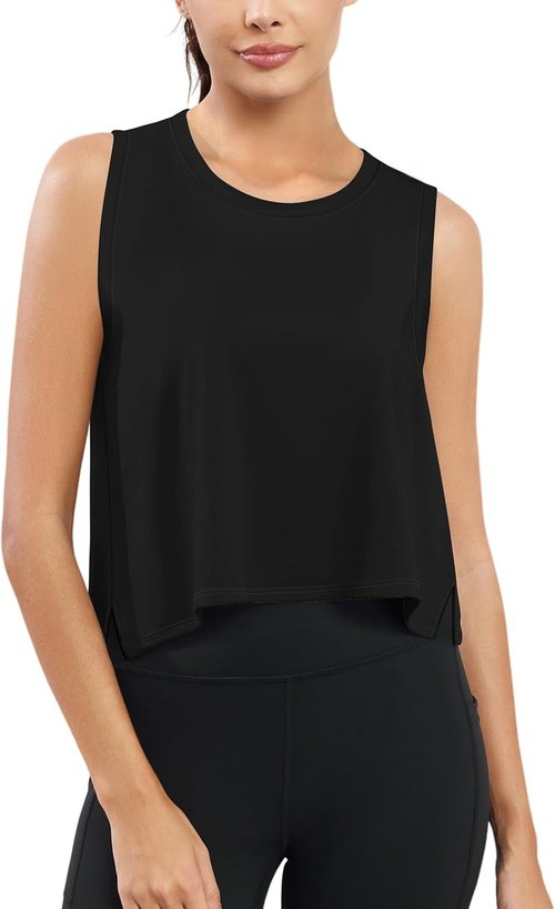 KevaMolly Workout Tank Tops - Flowy Cropped Athletic Shirts for Women | UPF50+ Breathable Yoga Tops