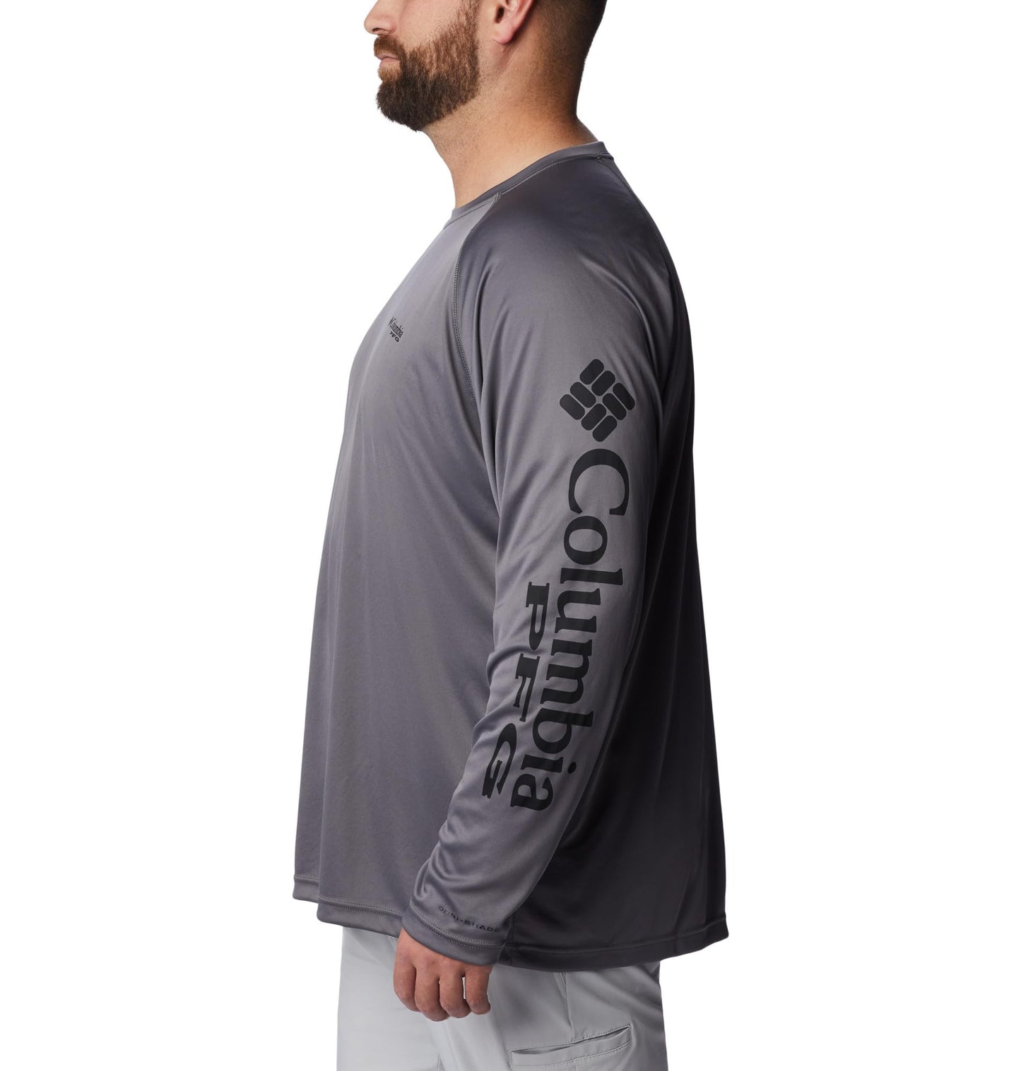 Columbia Men's PFG Terminal Tackle Long Sleeve Fishing Shirt, City Grey/Black Logo, 3X