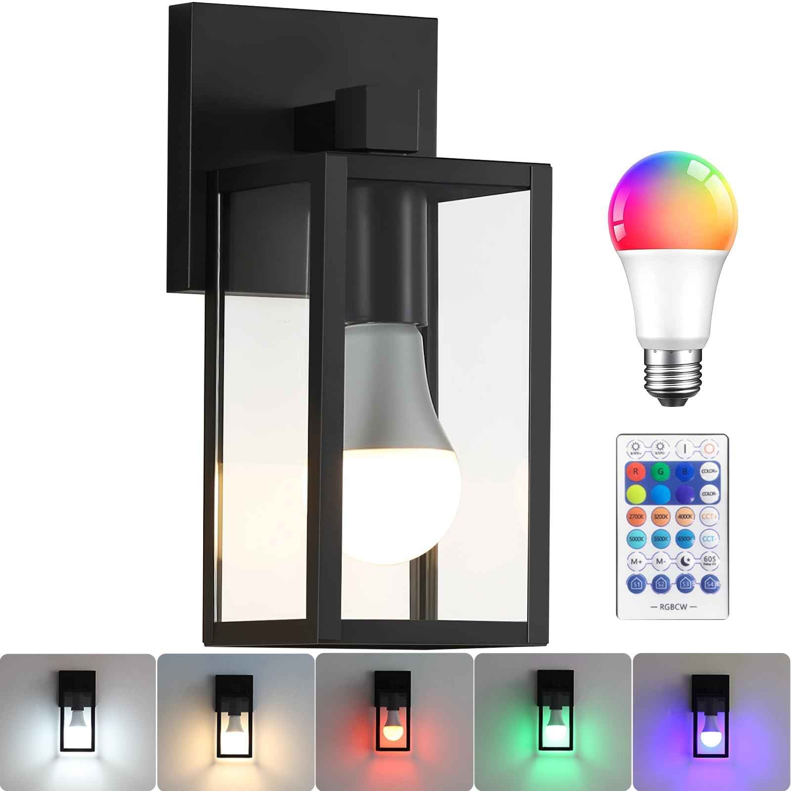 ZSLAIFU Outdoor Wall Lights, Outdoor Light Fixture, Outside Lights for House with E26 Smart Bulb, Front Porch Light Waterproof Glass Black Exterior Lighting Fixtures for House, Patio, Garage (1pc)