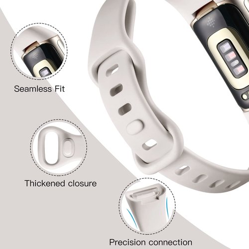 Maledan 3 Pack Bands Compatible with Fitbit Charge 5/Charge 6 Advanced Fitness Tracker, Soft Slim Sport Waterproof Replacement Accessory Wristbands for Women Men, Black/Gray/White