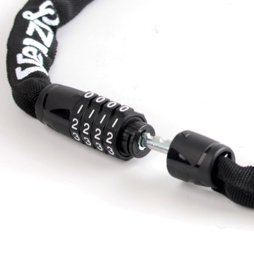 Venzio 4-Digit Combination Bike Chain Lock, Keyless 4mm x 900mm (3FT) Anti-Theft Security Lock for Bicycle, E-Bike, Scooter, Fence, Gate, Door, with Zinc Alloy Core & Fabric Sleeve