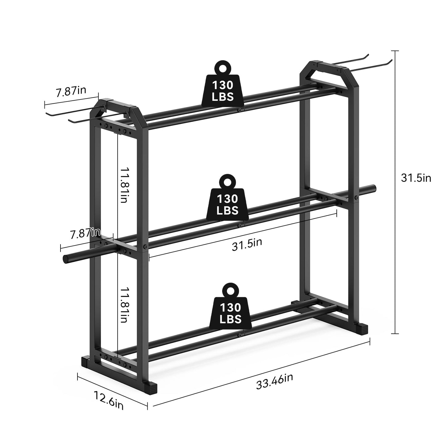 IMAYCC 3 Tier Dumbbell Rack Weight Rack Heavy Duty Weight Storage Organizer for Home Gym, Up to 390 lb Capacity for Dumbbells Kettlebells Weight Plates(dumbbell rack stand only)
